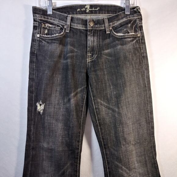 7 For All Mankind Black Flare Jeans - Picture 3 of 10